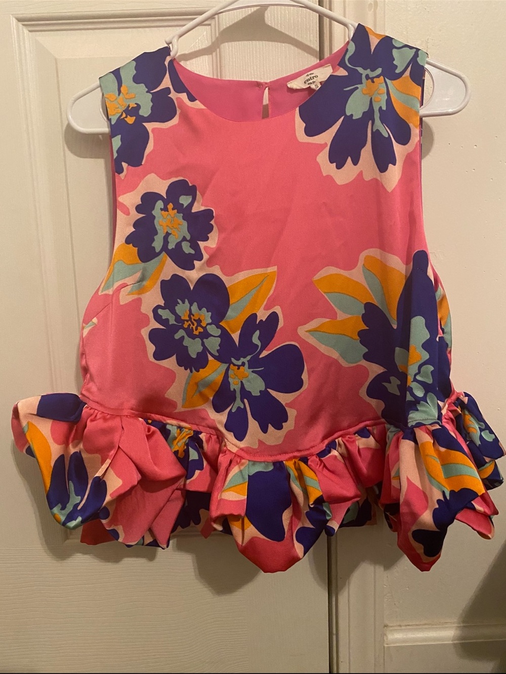 entro Pink Floral Ruffle Hem Camisole